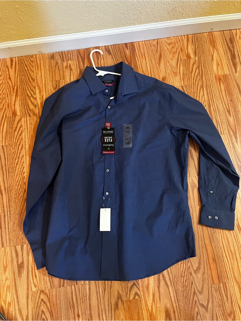 Van Heusen Dress Shirt Mens 18  2X Flex Collar Slim Fit Stretch Men blue New